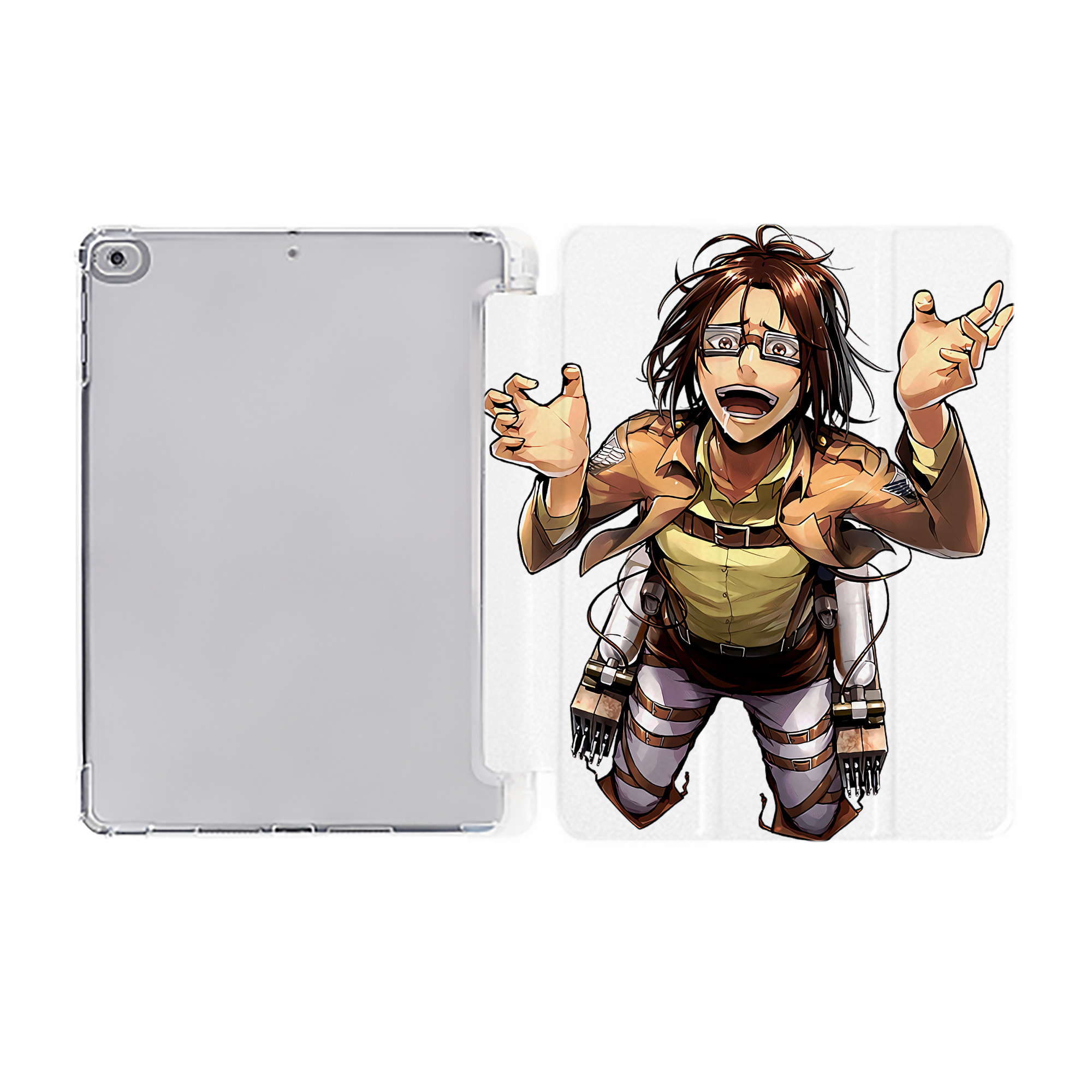 （画像用） 進撃の巨人 ハンジ·ゾエ Attack on Titan Hanji Zoe IPad ケース ペン収納付き 三つ折りスタンド PUレザー×シリコン 対応機種9.5/10.5/10.9インチ